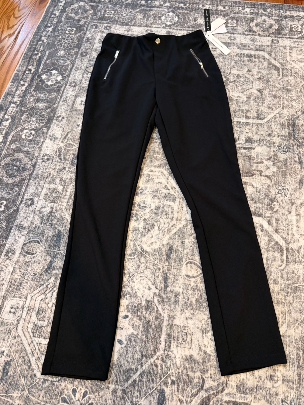 Joe Benbasset Black Skinny Pants with Silver Zipper Accents